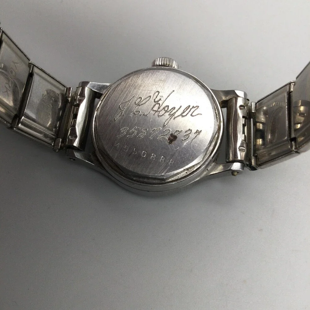 Vintage 1940s Doxa Military Watch 24mm Silver Tone Steel Bracelet Manual Wind